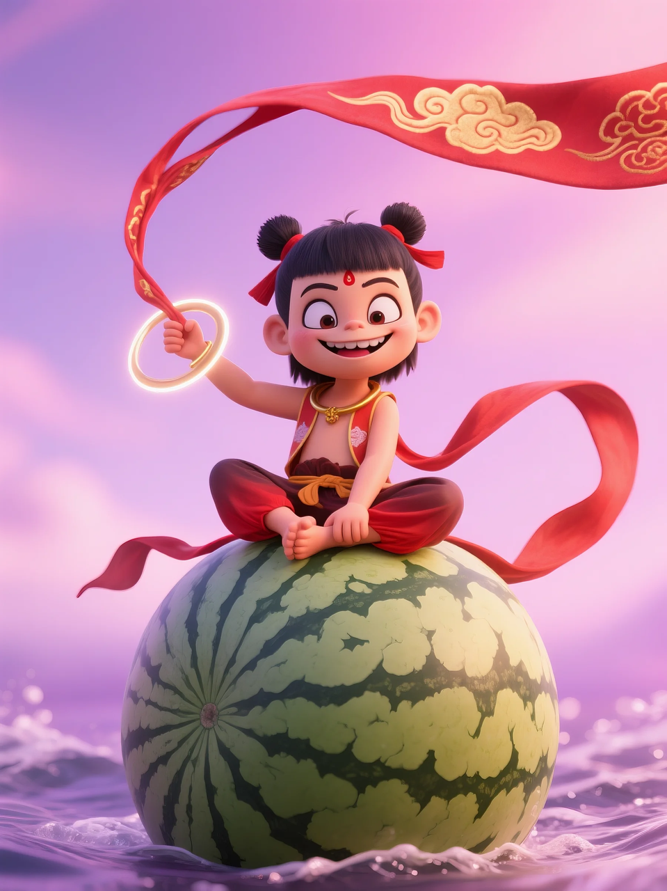 即梦AI 【水果】【西瓜】| 夏日里西瓜上的童趣,附提示词