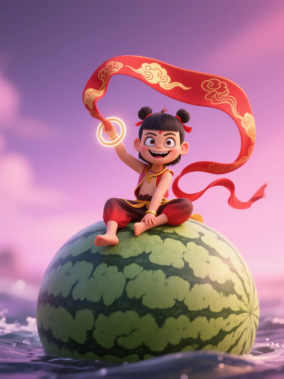 即梦AI 【水果】【西瓜】| 夏日里西瓜上的童趣,附提示词