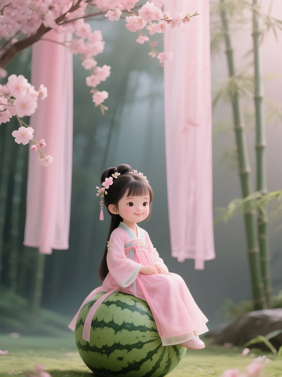 即梦AI 【水果】【西瓜】| 夏日里西瓜上的童趣,附提示词