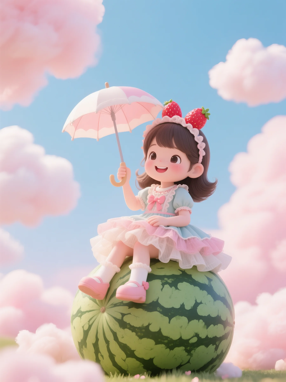 即梦AI 【水果】【西瓜】| 夏日里西瓜上的童趣,附提示词