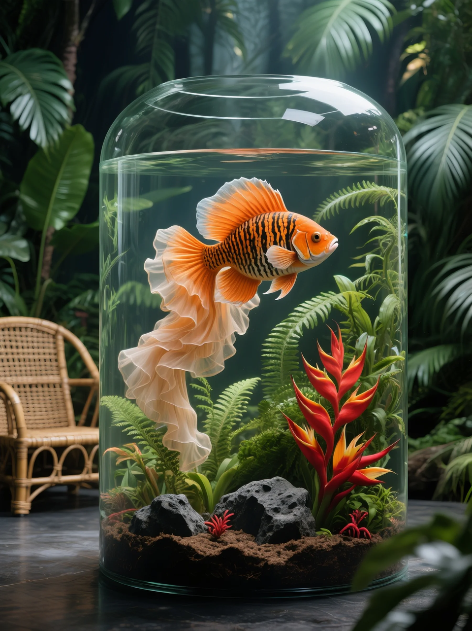 即梦AI 【动物】【鱼】| 这么绚丽的孔雀鱼谁不喜欢! 附提示词。