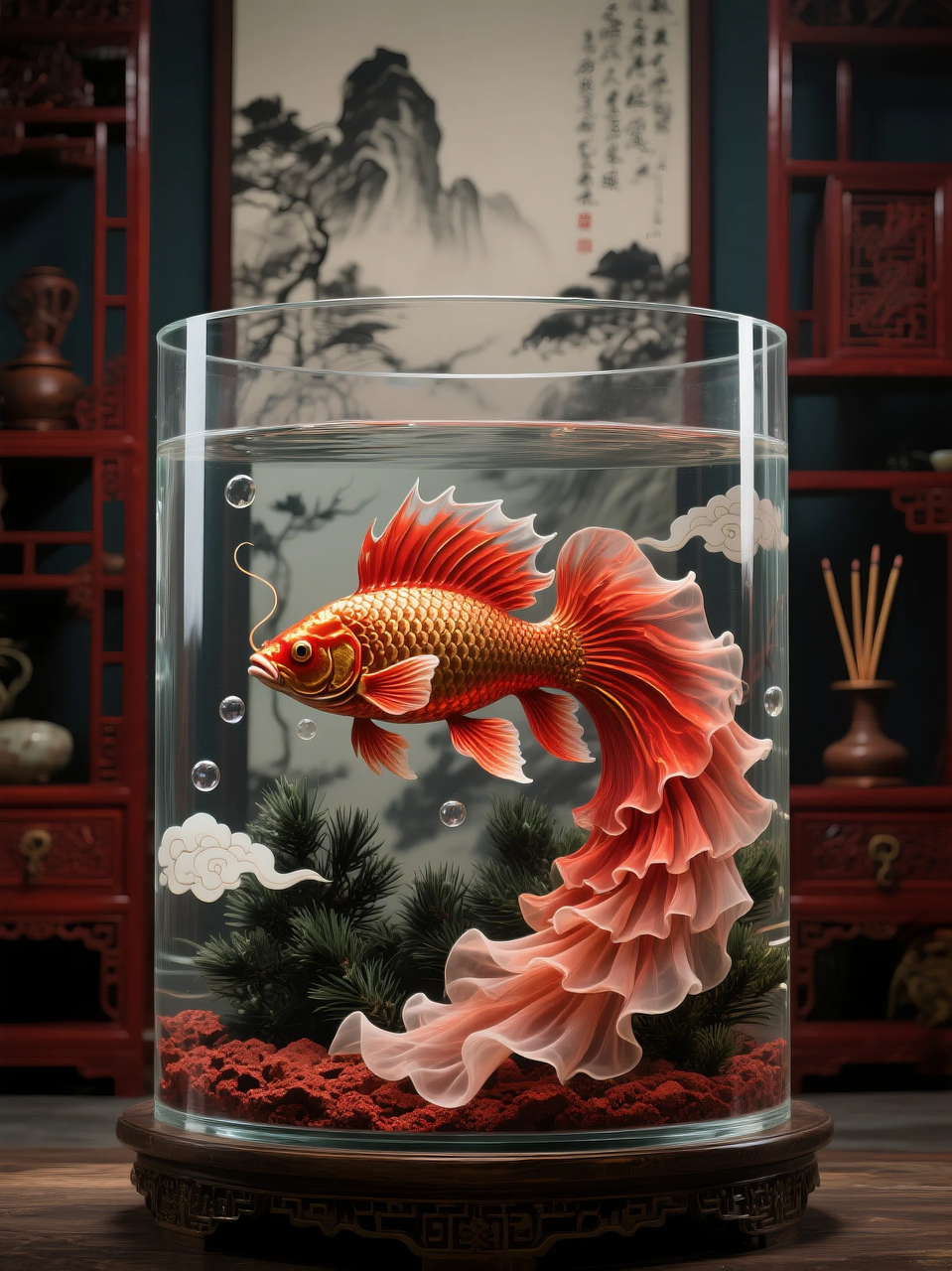 即梦AI 【动物】【鱼】| 这么绚丽的孔雀鱼谁不喜欢! 附提示词。