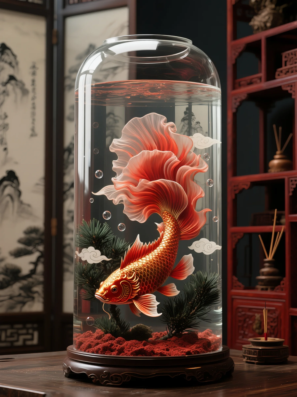 即梦AI 【动物】【鱼】| 这么绚丽的孔雀鱼谁不喜欢! 附提示词。