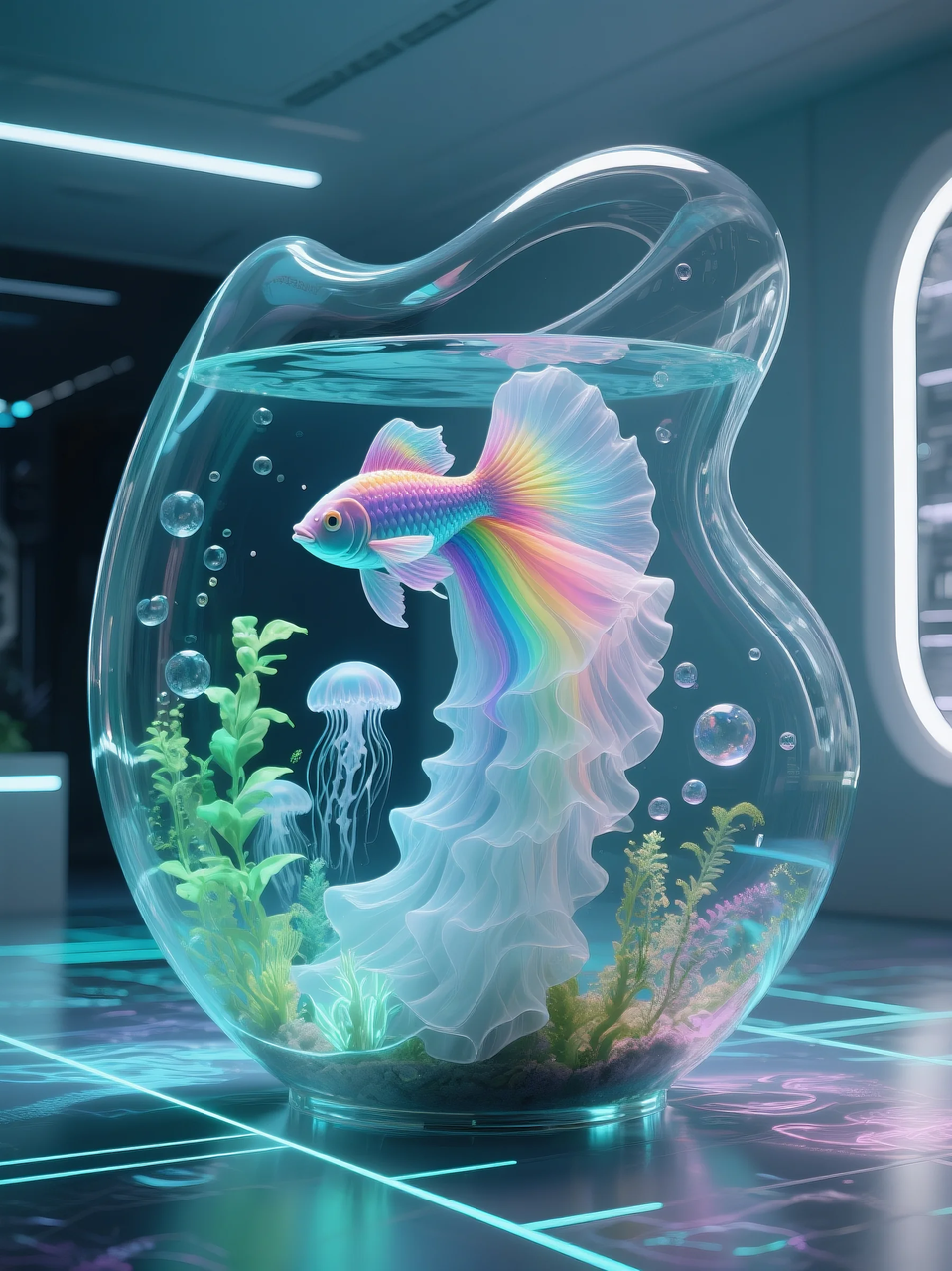 即梦AI 【动物】【鱼】| 这么绚丽的孔雀鱼谁不喜欢! 附提示词。