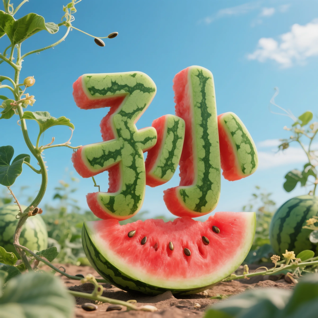 即梦AI 【水果】【西瓜】| 用西瓜制作姓氏,附提示词