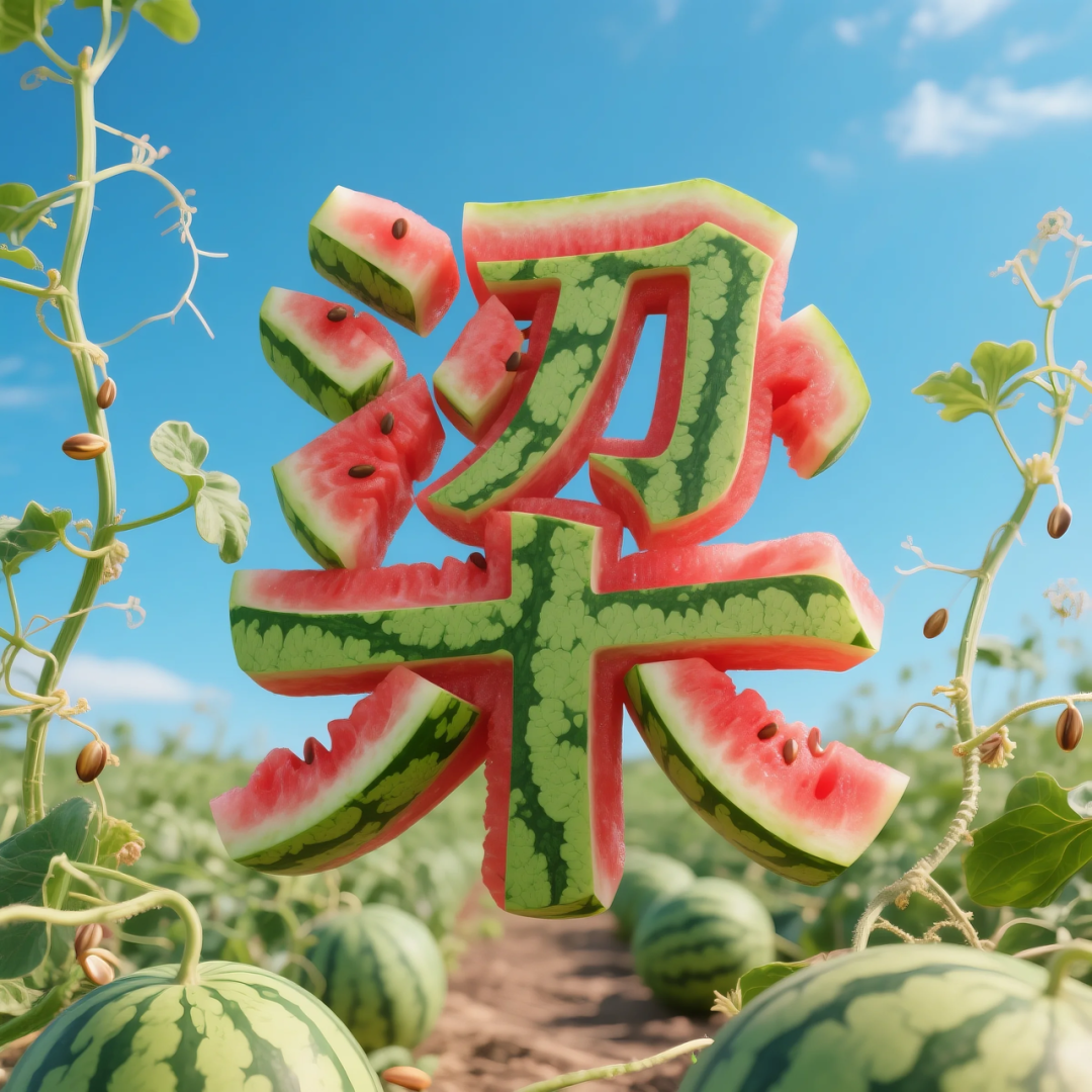 即梦AI 【水果】【西瓜】| 用西瓜制作姓氏,附提示词