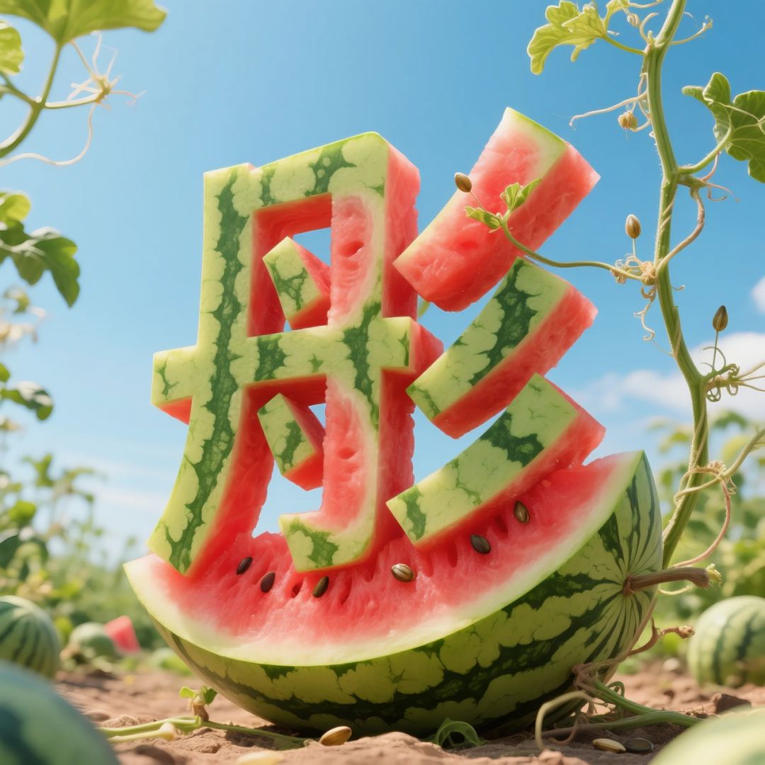即梦AI 【水果】【西瓜】| 用西瓜制作姓氏,附提示词