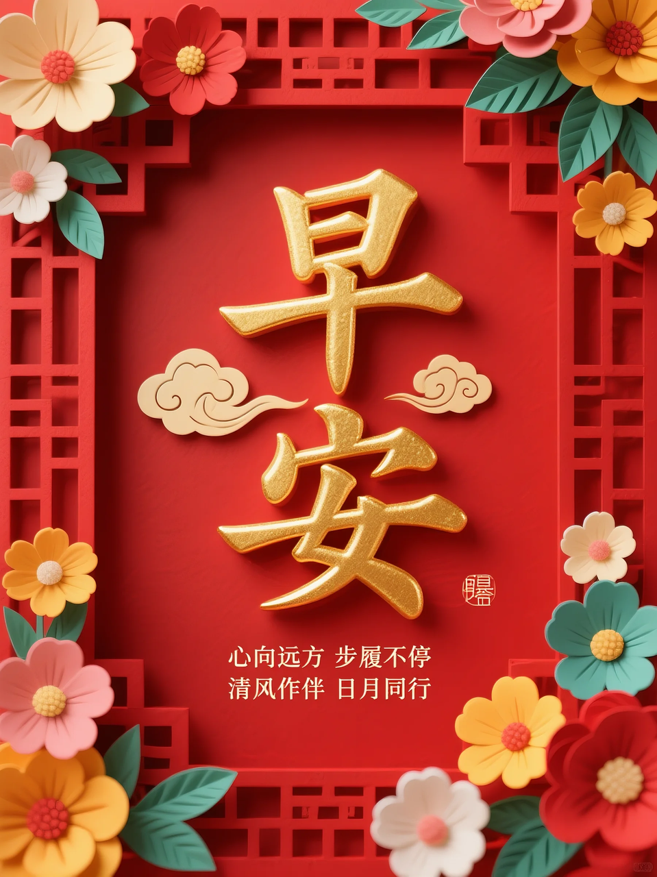 即梦AI 【文字图片素材】【早安祝福】| 用AI制作喜庆的早安祝福图片,附提示词