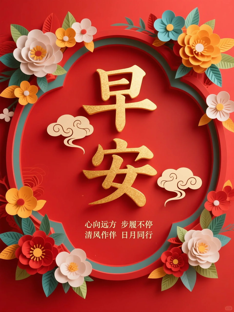 即梦AI 【文字图片素材】【早安祝福】| 用AI制作喜庆的早安祝福图片,附提示词