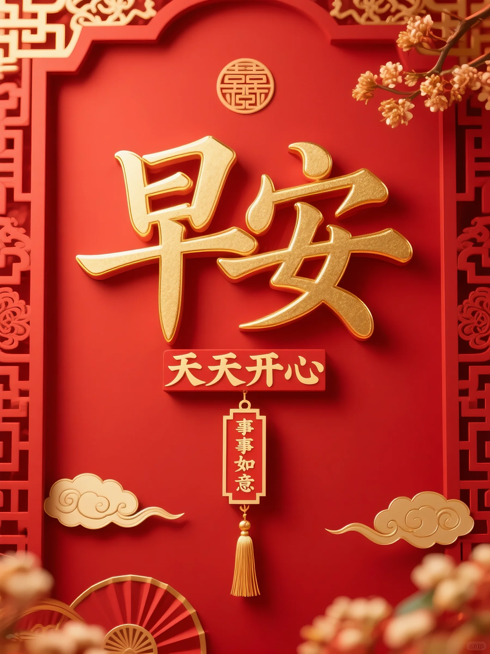 即梦AI 【文字图片素材】【早安祝福】| 用AI制作喜庆的早安祝福图片,附提示词