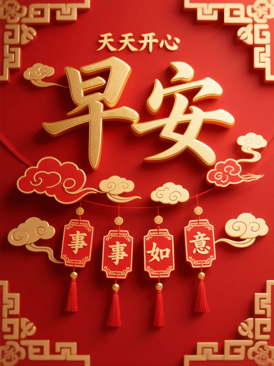 即梦AI 【文字图片素材】【早安祝福】| 用AI制作喜庆的早安祝福图片,附提示词