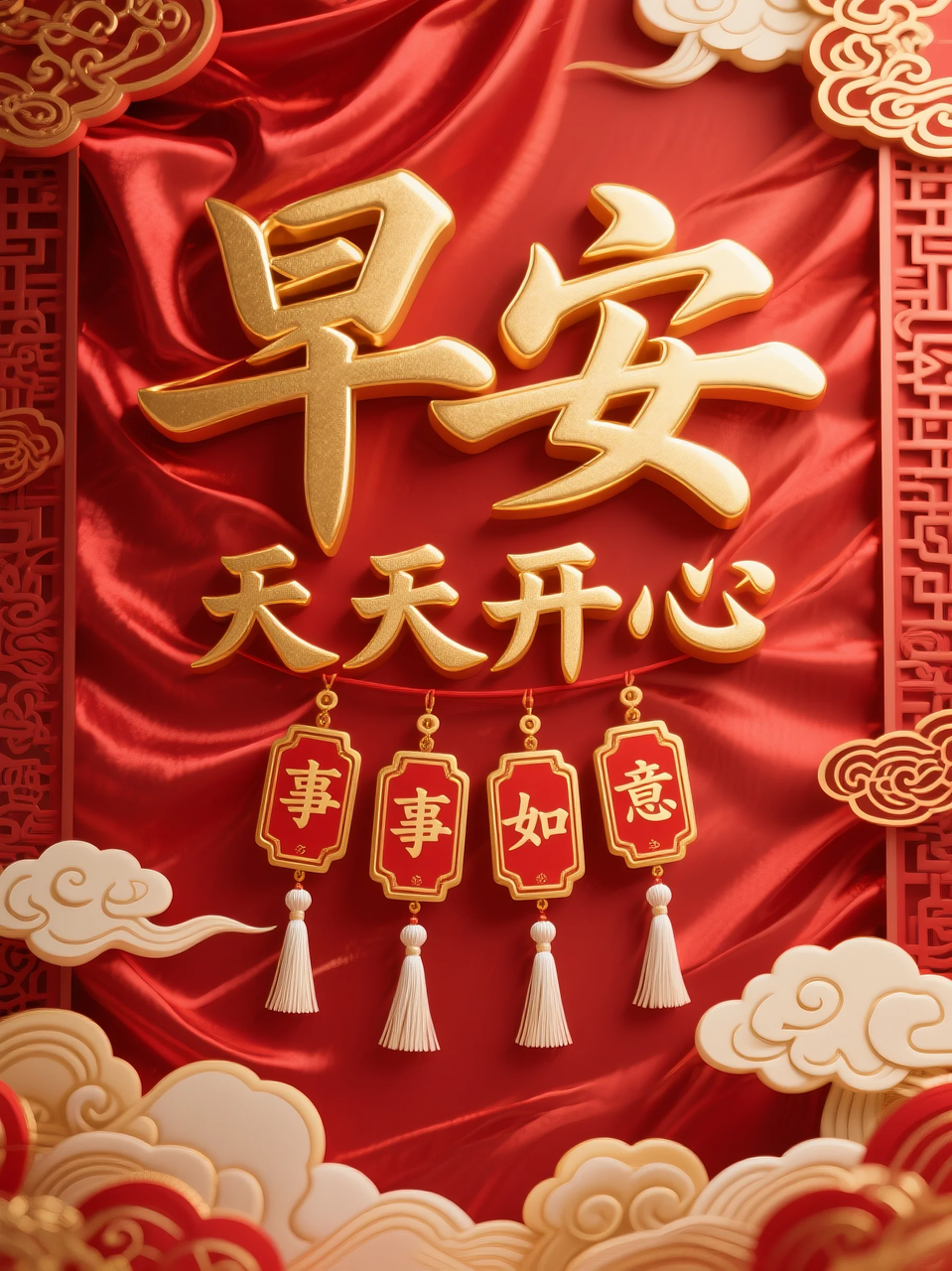 即梦AI 【文字图片素材】【早安祝福】| 用AI制作喜庆的早安祝福图片,附提示词