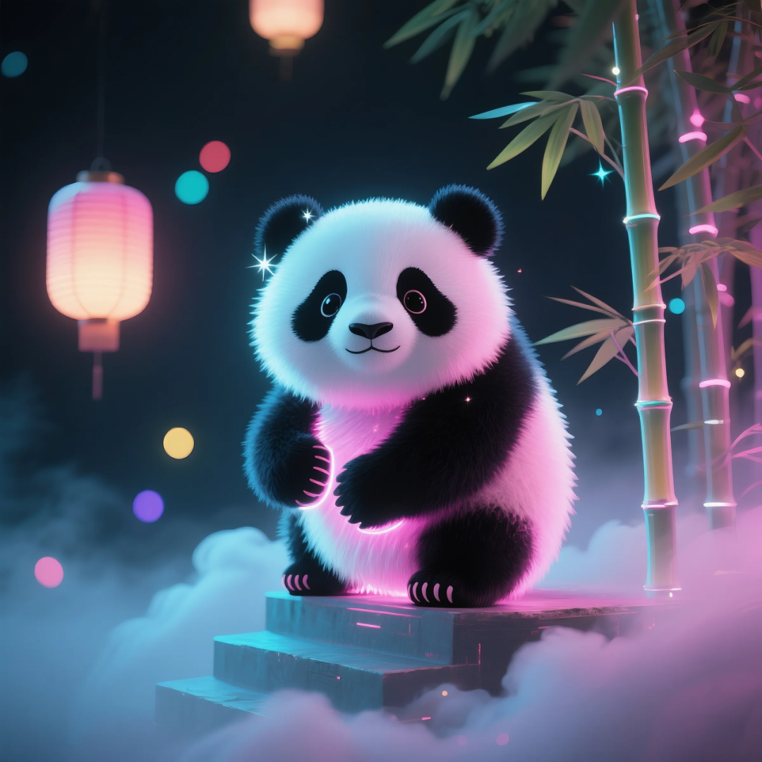 即梦AI 【动物】| 赛博风发光动物,又萌又可爱,附提示词