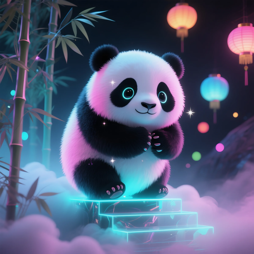 即梦AI 【动物】| 赛博风发光动物,又萌又可爱,附提示词