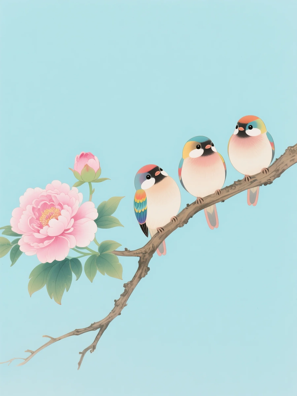 即梦AI 【插画设计】【动物】| 治愈的小鸟，附提示词