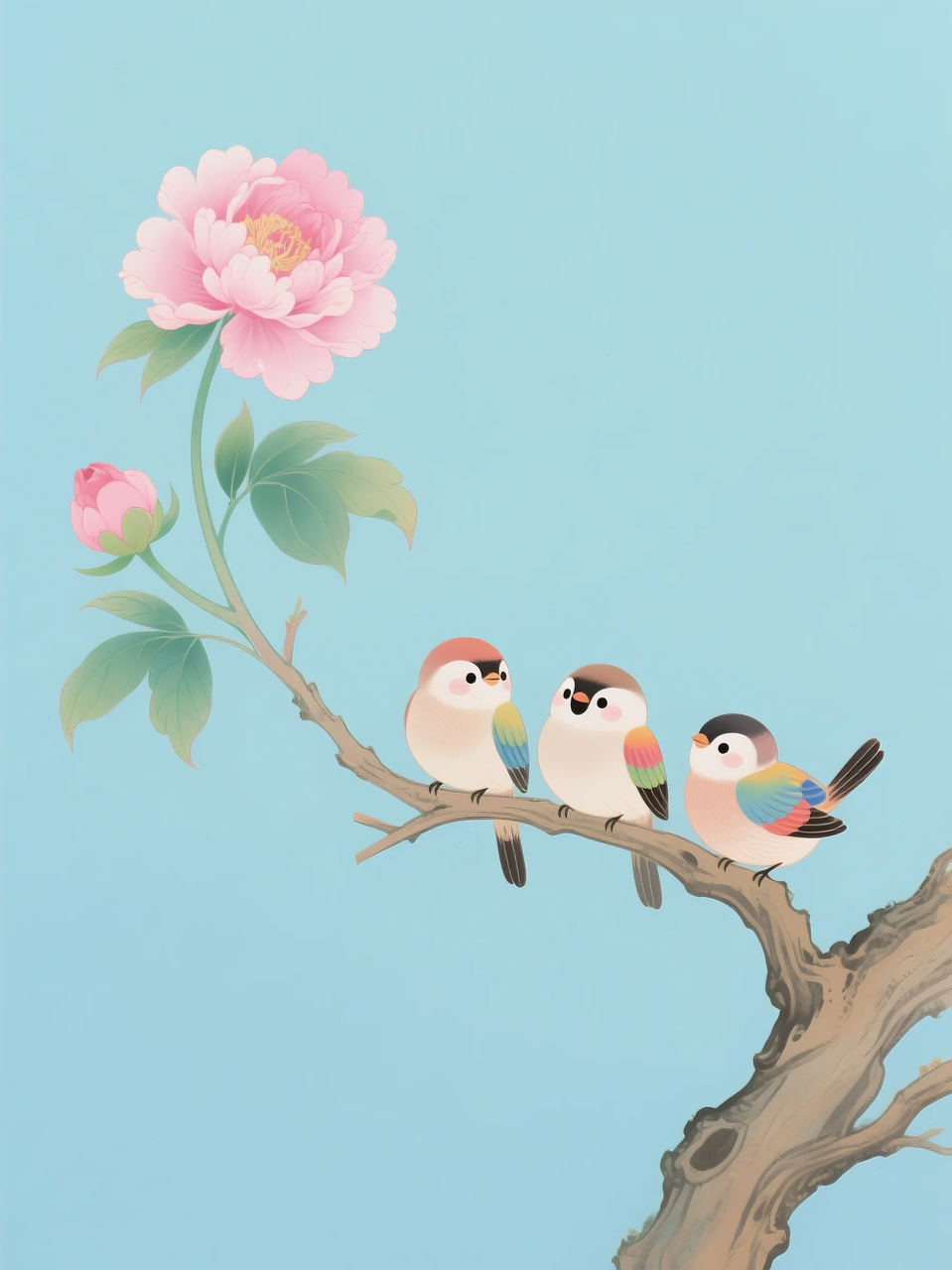 即梦AI 【插画设计】【动物】| 治愈的小鸟，附提示词