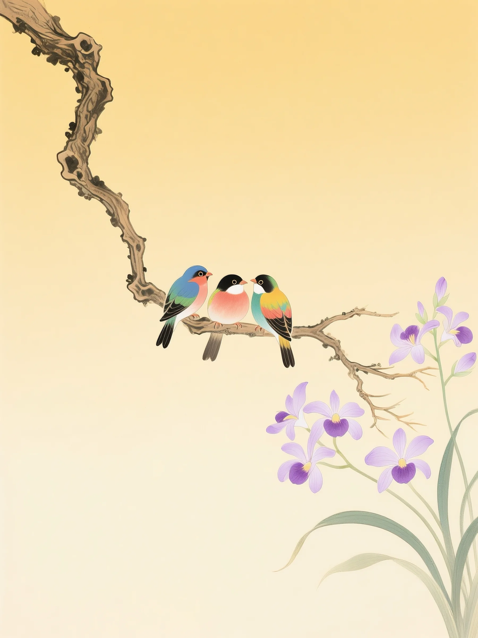 即梦AI 【插画设计】【动物】| 治愈的小鸟，附提示词