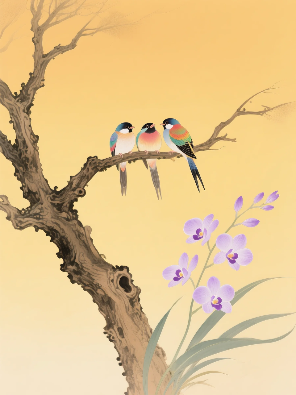 即梦AI 【插画设计】【动物】| 治愈的小鸟，附提示词