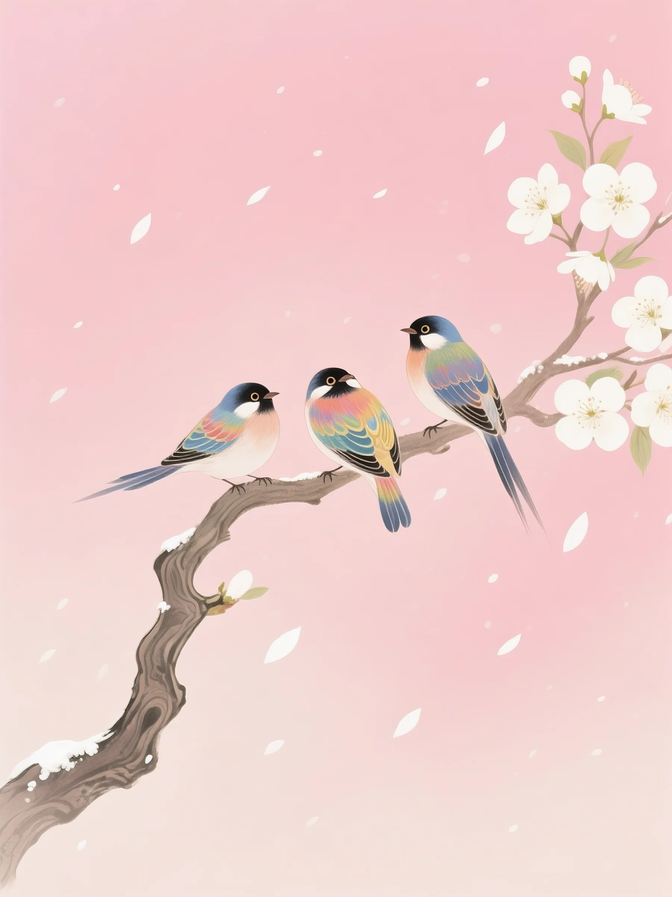 即梦AI 【插画设计】【动物】| 治愈的小鸟，附提示词