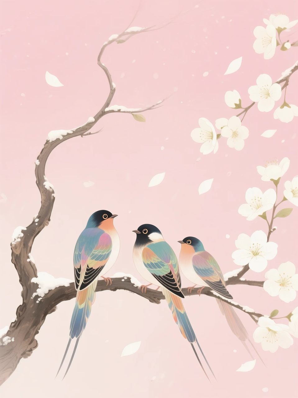 即梦AI 【插画设计】【动物】| 治愈的小鸟，附提示词