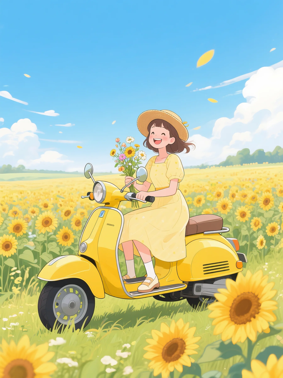 即梦AI 【二次元动漫】| 美女与机车，可爱治愈系风格，附提示词