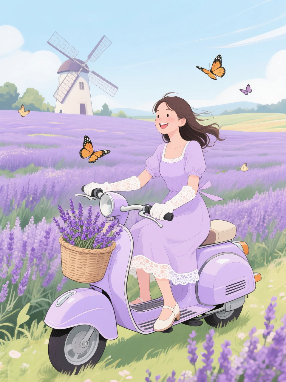 即梦AI 【二次元动漫】| 美女与机车,可爱治愈系风格,附提示词