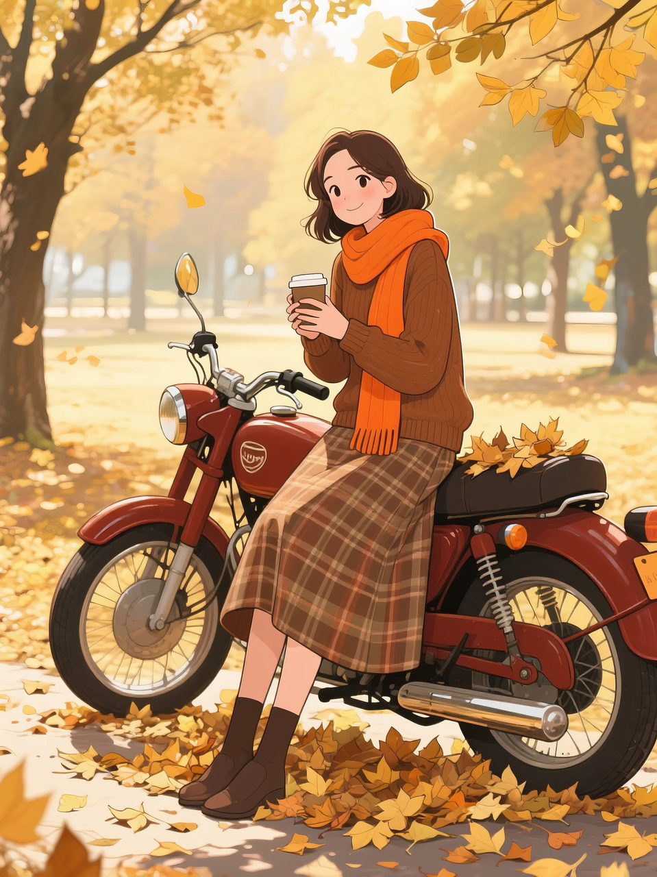 即梦AI 【二次元动漫】| 美女与机车,可爱治愈系风格,附提示词