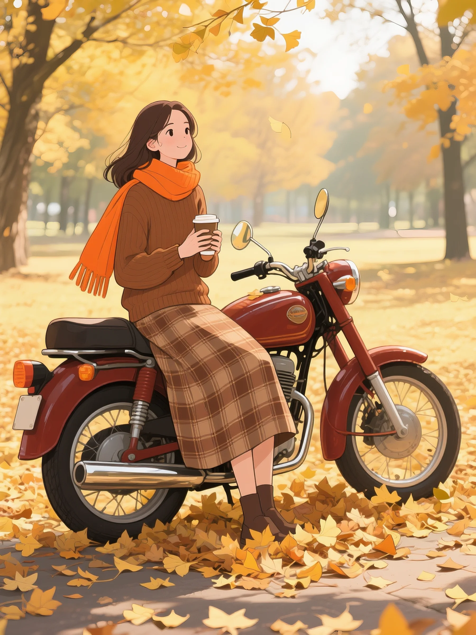 即梦AI 【二次元动漫】| 美女与机车,可爱治愈系风格,附提示词