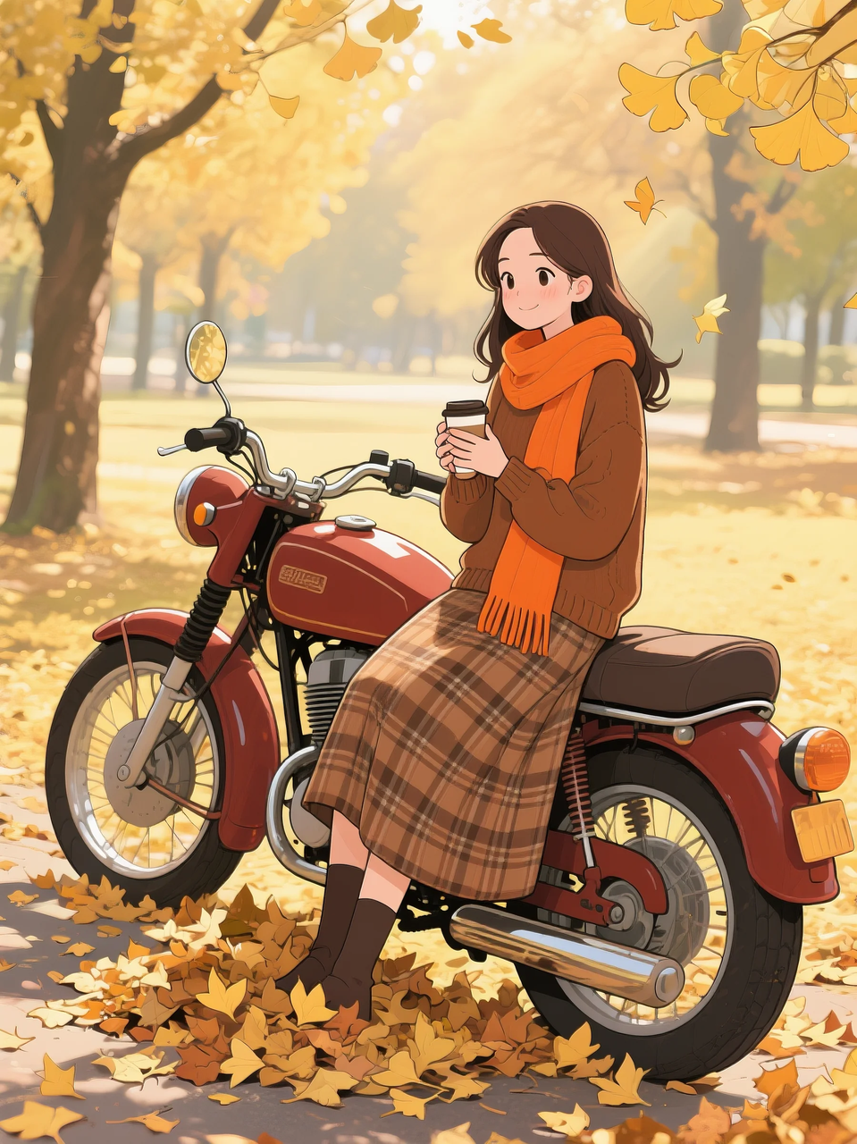 即梦AI 【二次元动漫】| 美女与机车,可爱治愈系风格,附提示词