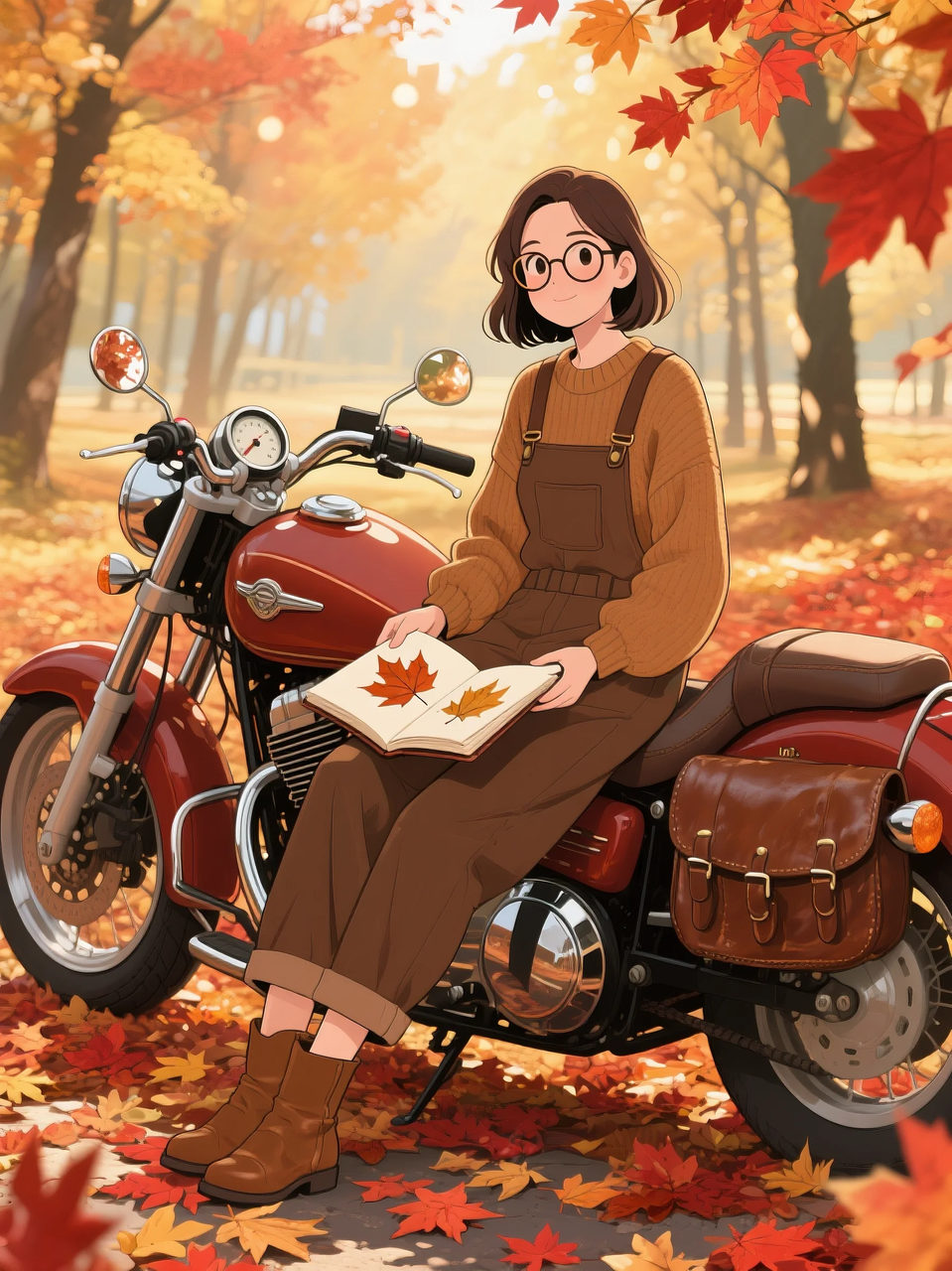 即梦AI 【二次元动漫】| 美女与机车,可爱治愈系风格,附提示词