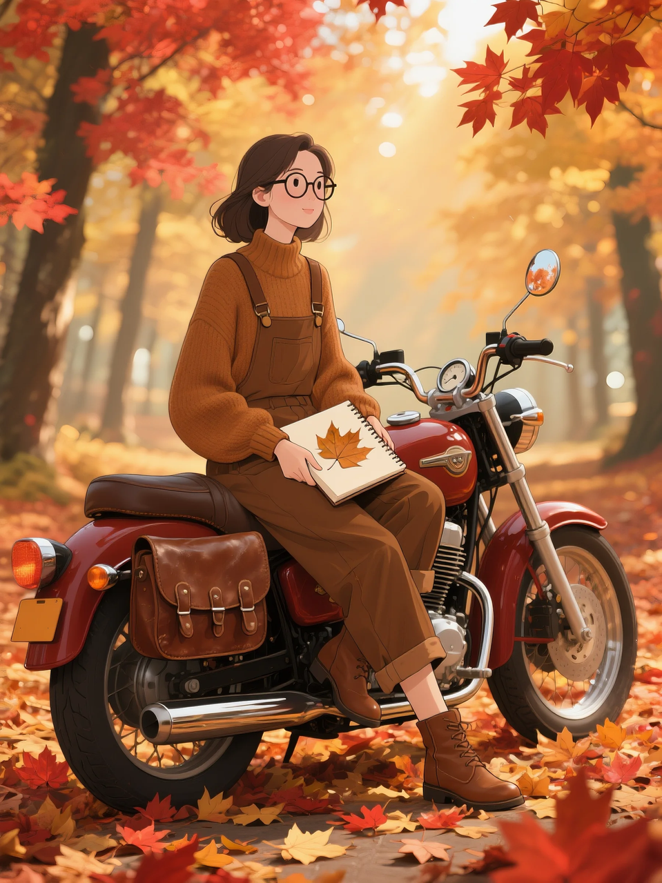 即梦AI 【二次元动漫】| 美女与机车,可爱治愈系风格,附提示词