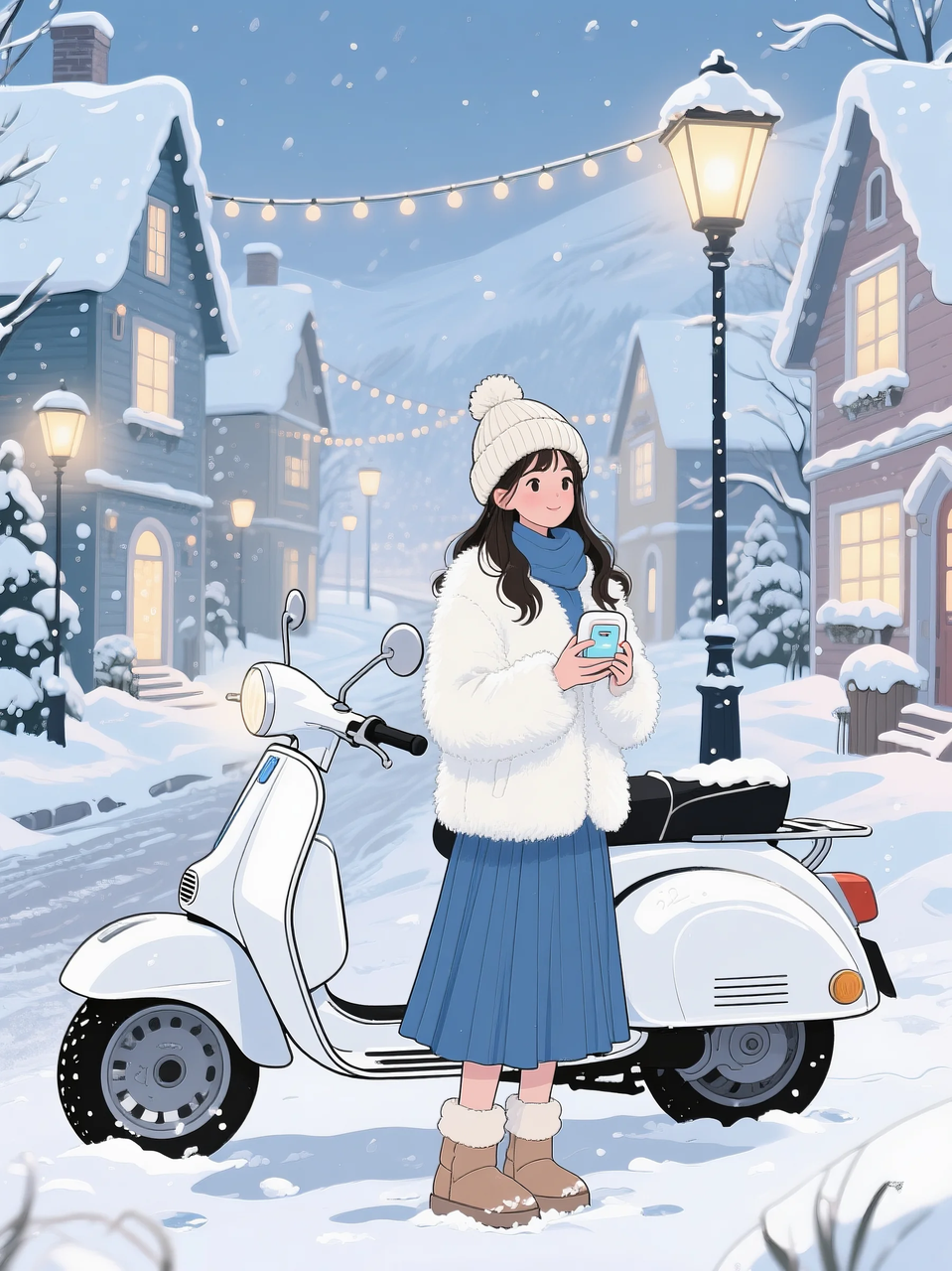 即梦AI 【二次元动漫】| 美女与机车,可爱治愈系风格,附提示词