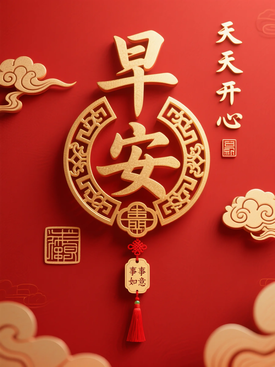 即梦AI 【文字图片素材】【早安祝福】| 用AI制作喜庆的早安祝福图片,附提示词