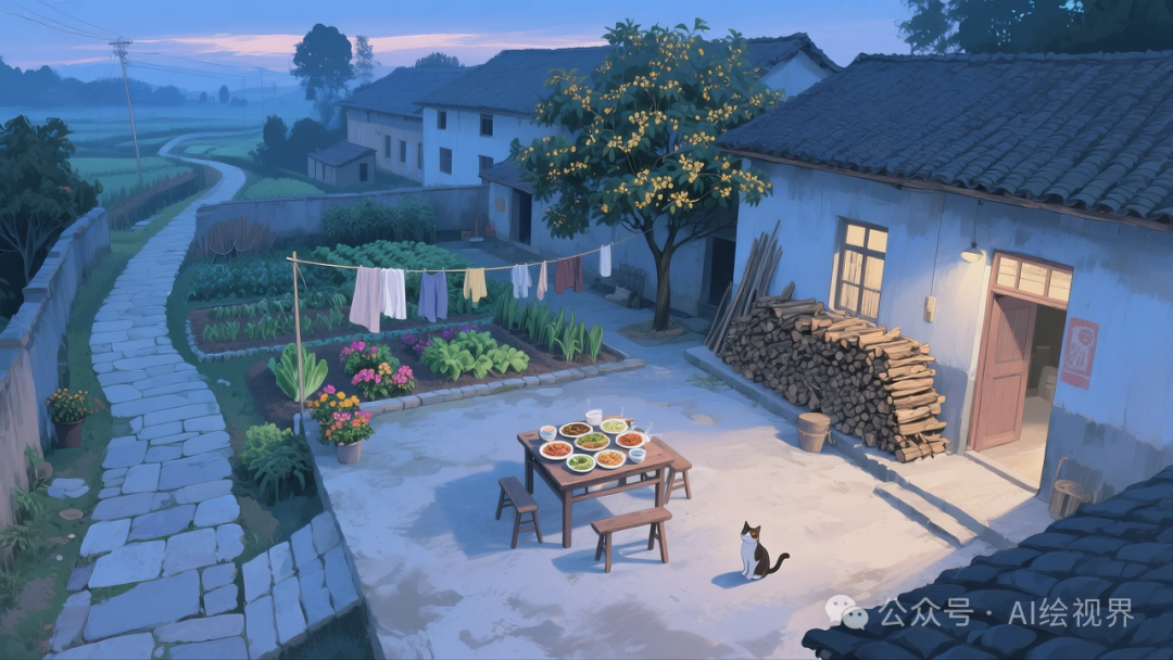 即梦AI 【怀旧主题】| AI 笔下的 10 款 80 年代农家大院治愈系插画，哪一幅勾起你的乡愁？
