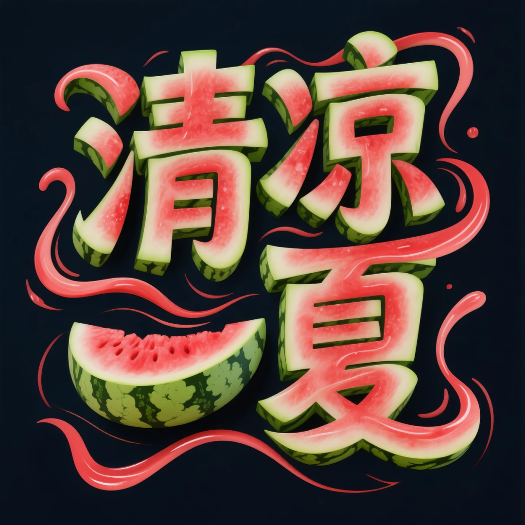 即梦AI 【水果】【西瓜】| 炎炎夏日,来点西瓜字体解解渴,附提示词