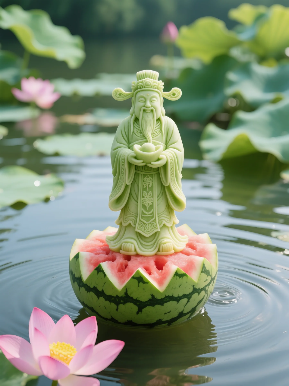 即梦AI 【水果】【西瓜】| 暑日修禅,炽火化凉~荷香漫漫,附提示词