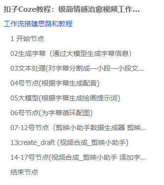 扣子Coze教程：极简情感治愈视频工作流，保姆级教程(附提示词，代码，节点图示)