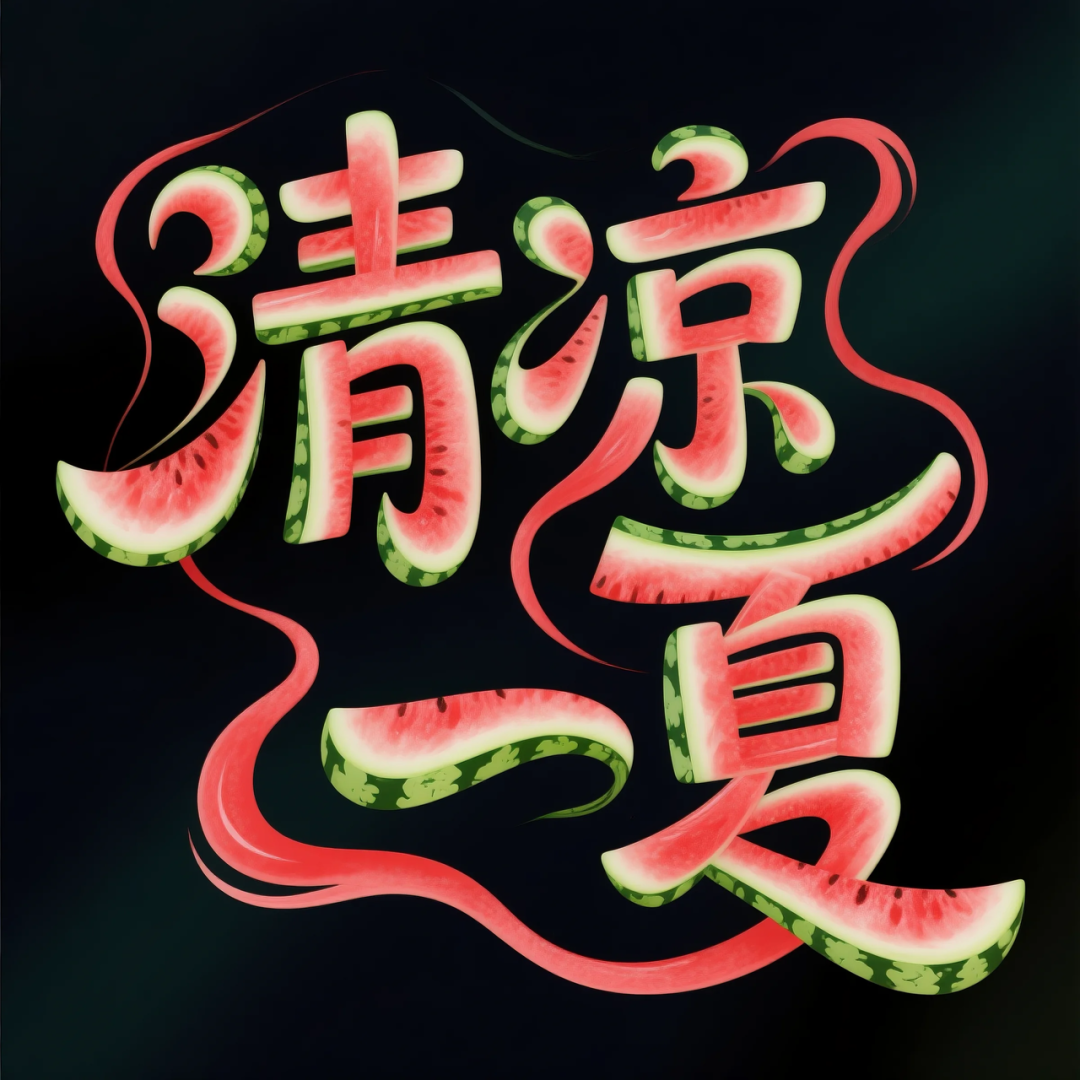 即梦AI 【水果】【西瓜】| 炎炎夏日,来点西瓜字体解解渴,附提示词