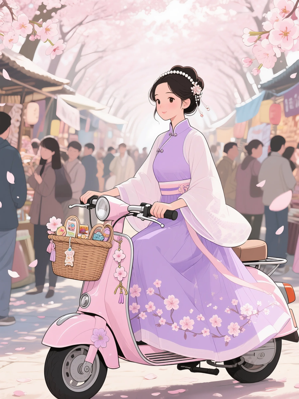 即梦AI 【二次元动漫】| 美女与机车,可爱治愈系风格,附提示词