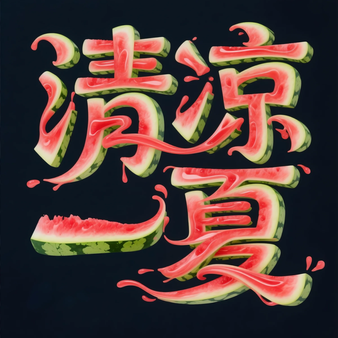 即梦AI 【水果】【西瓜】| 炎炎夏日,来点西瓜字体解解渴,附提示词