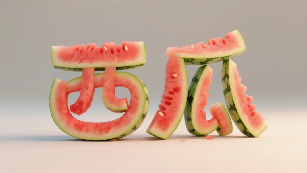 即梦AI 【水果】【西瓜】| 炎炎夏日,来点西瓜字体解解渴,附提示词