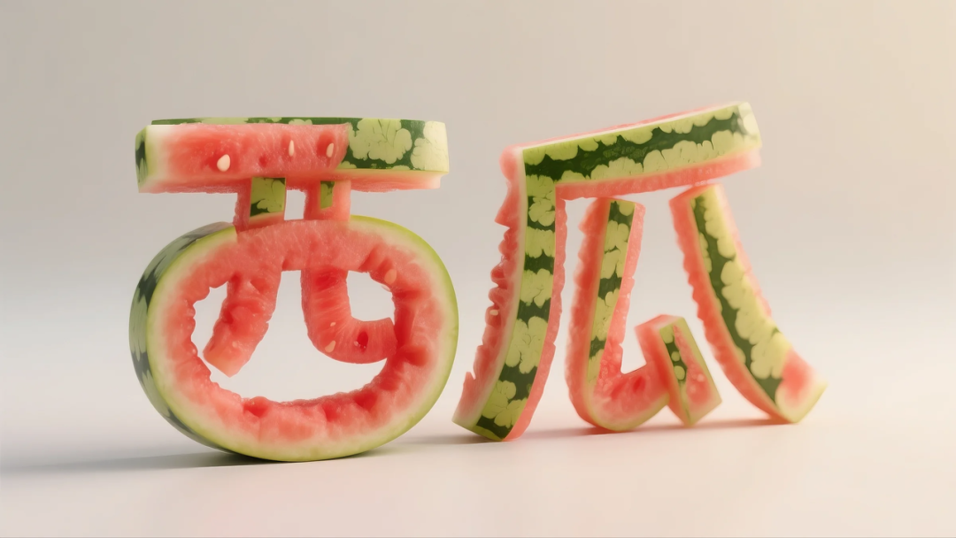 即梦AI 【水果】【西瓜】| 炎炎夏日,来点西瓜字体解解渴,附提示词