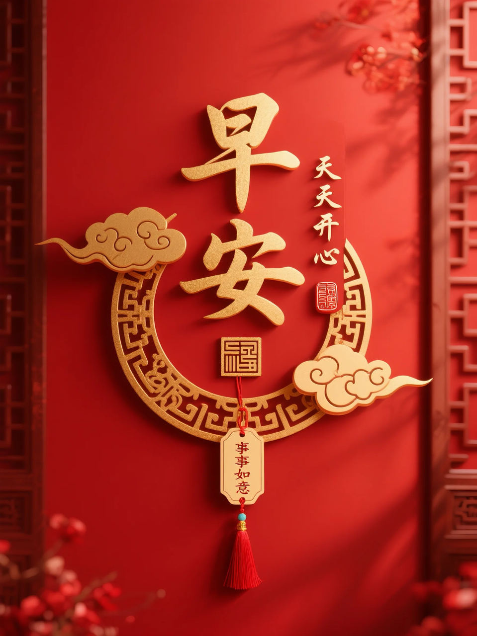 即梦AI 【文字图片素材】【早安祝福】| 用AI制作喜庆的早安祝福图片,附提示词