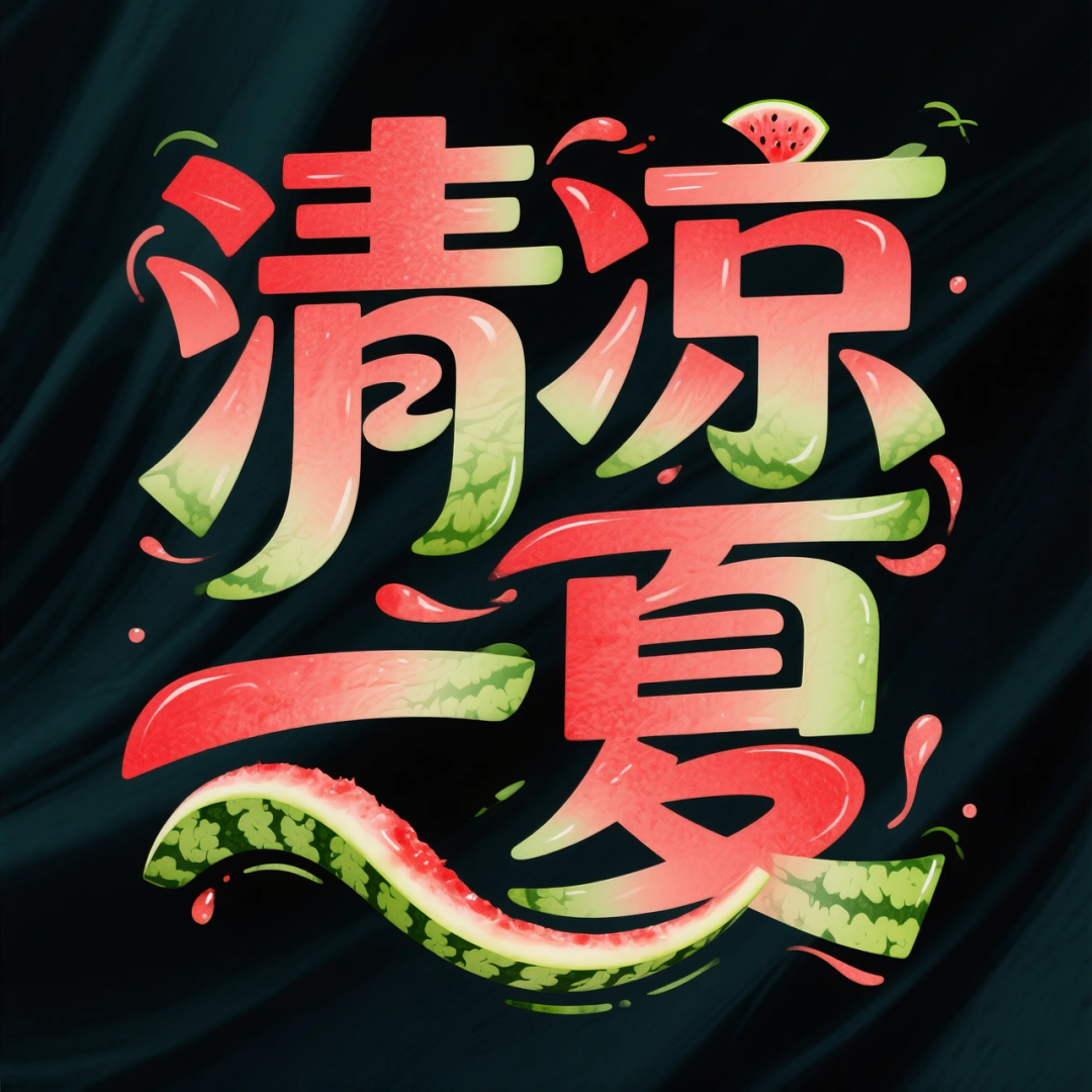 即梦AI 【水果】【西瓜】| 炎炎夏日,来点西瓜字体解解渴,附提示词