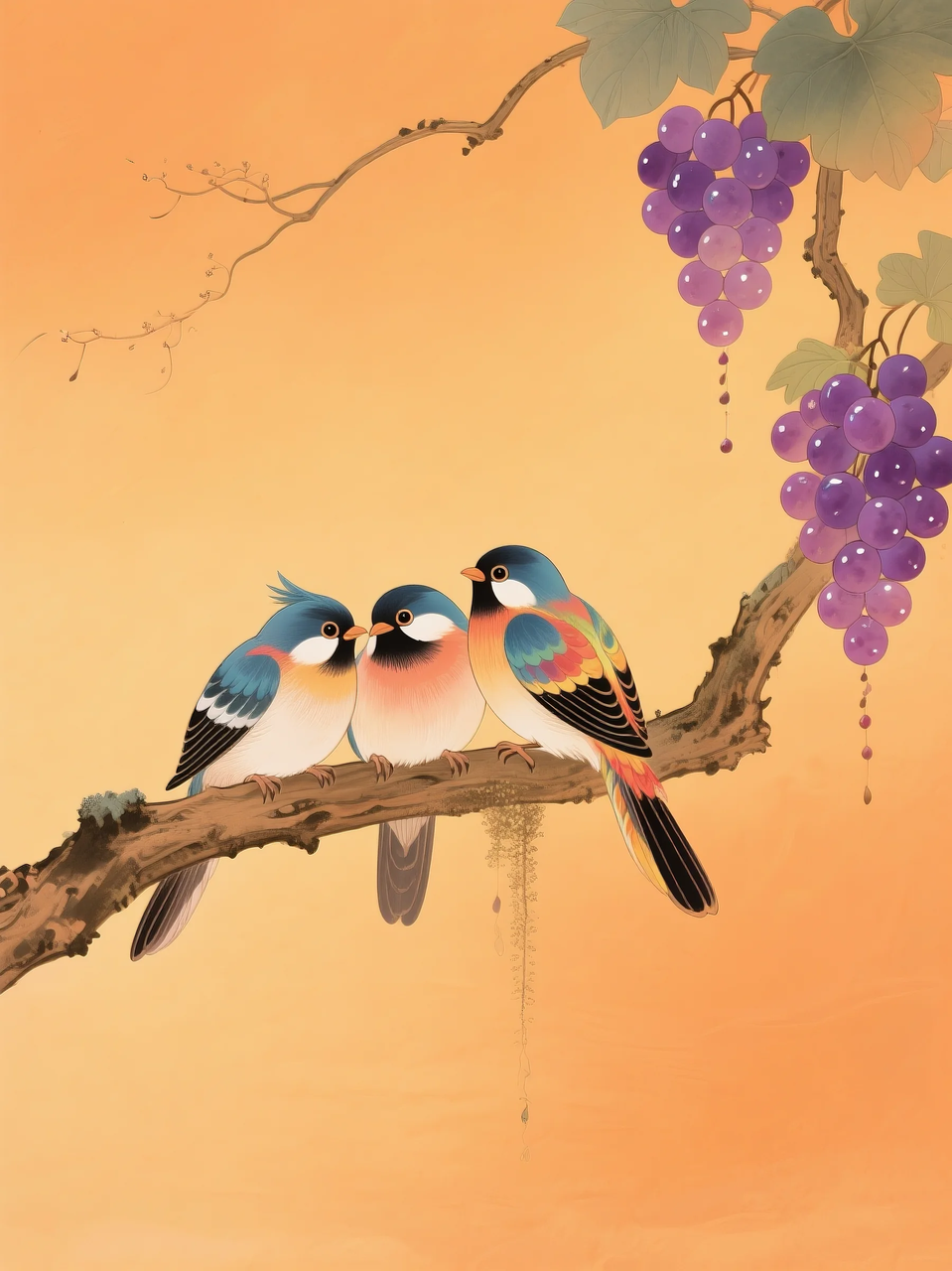 即梦AI 【插画设计】【动物】| 治愈的小鸟，附提示词