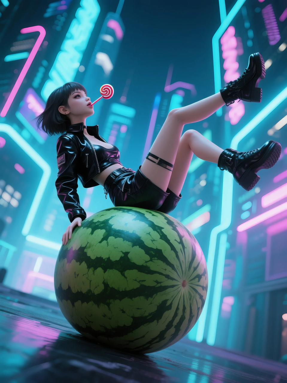 即梦AI 【水果】【西瓜】| 夏日里西瓜上的童趣,附提示词