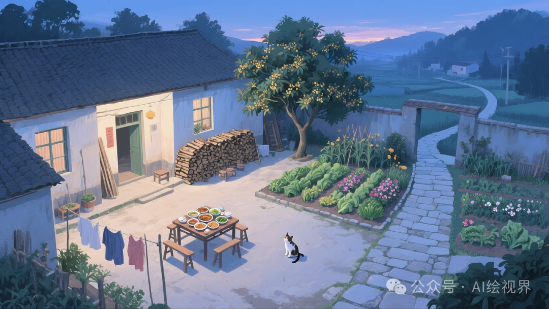 即梦AI 【怀旧主题】| AI 笔下的 10 款 80 年代农家大院治愈系插画，哪一幅勾起你的乡愁？