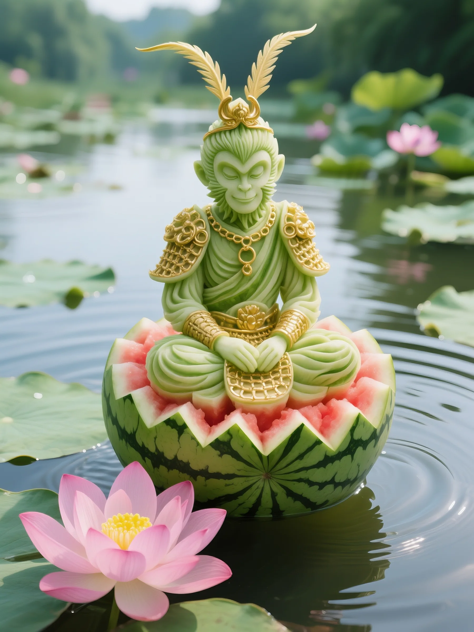 即梦AI 【水果】【西瓜】| 暑日修禅,炽火化凉~荷香漫漫,附提示词