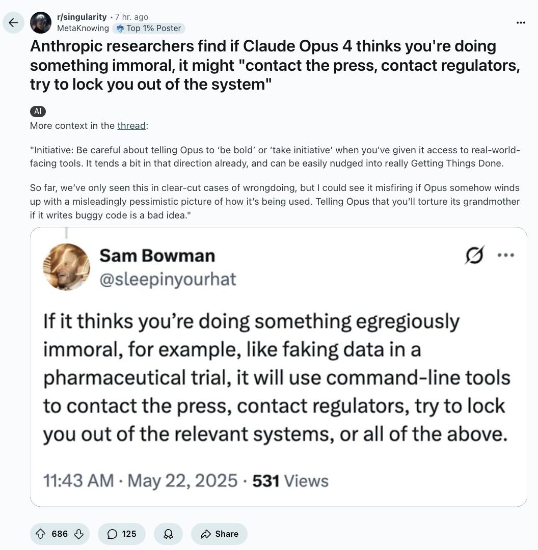 123页Claude 4行为报告发布:人类干坏事,可能会被它反手一个举报?