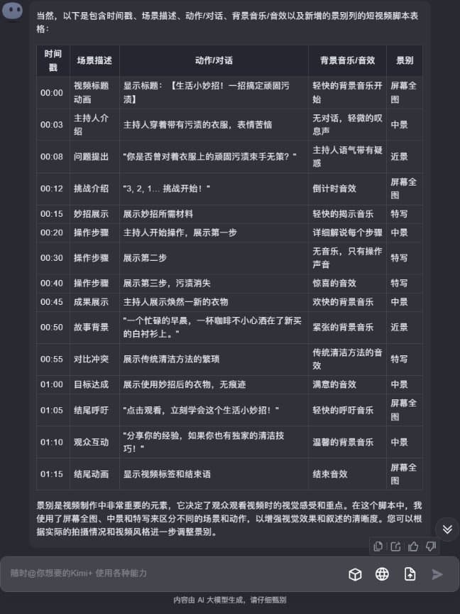 kimi智能助手怎么生成视频?ai自动化写文案、分镜脚本
